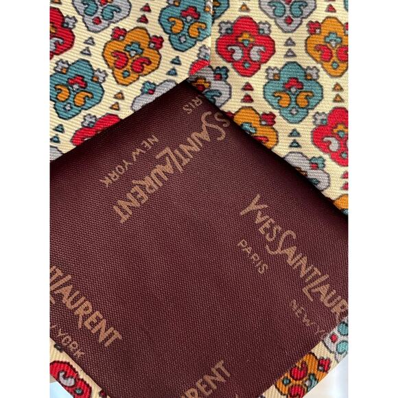 Yves Saint Laurent Geometric Print Silk Neck Tie - Picture 5 of 6